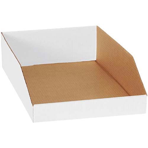 White 50-8" x 9" x  4 1/2" Open Top Corrugated Bin Boxes